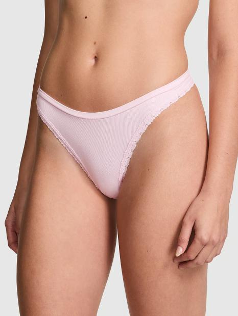Трусики тонг Victoria's Secret PINK в рубчик 1159855699 (Розовый XL)