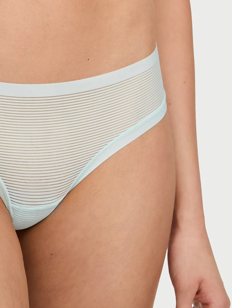Женские сетчатые трусики тонг Victoria's Secret в рубчик 1159855724 (Голубой S)