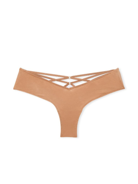 Женские гладкие трусики чики Victoria's Secret с ремешками 1159855957 (Бежевый M)
