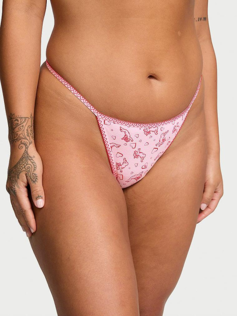 Женские трусики стринги Victoria's Secret с принтом 1159856161 (Розовый XL)