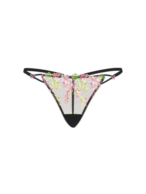 Трусики стрінги з вишивкою Victoria's Secret 1159856397 (Чорний M)