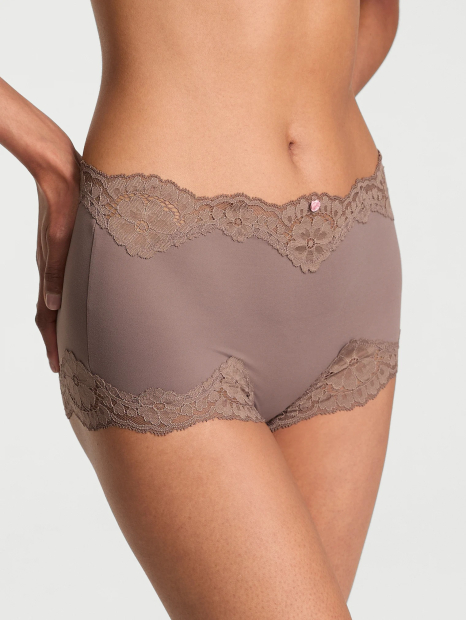 Женские трусики шортики Victoria's Secret с кружевом 1159856440 (Коричневый M)