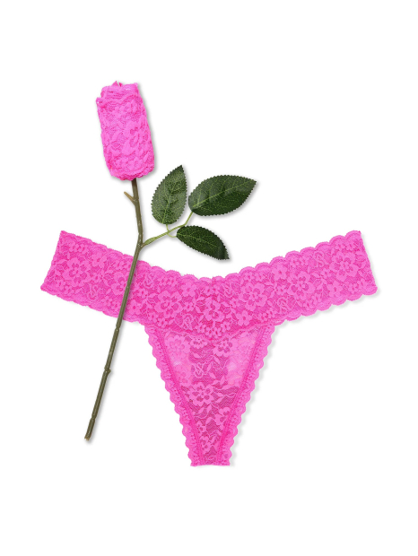Мереживні трусики тонг Victoria's Secret в подарунковій упаковці 1159857329 (рожевий M)