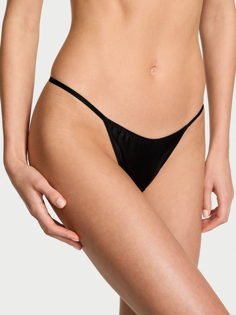 Гладкие трусики стринги Victoria's Secret с бантом сзади 1159857604 (Черный XL)