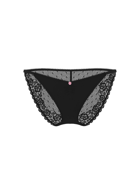 Жіночі трусики Victoria's Secret бікіні з мереживом ззаду 1159857659 (Чорний XL)