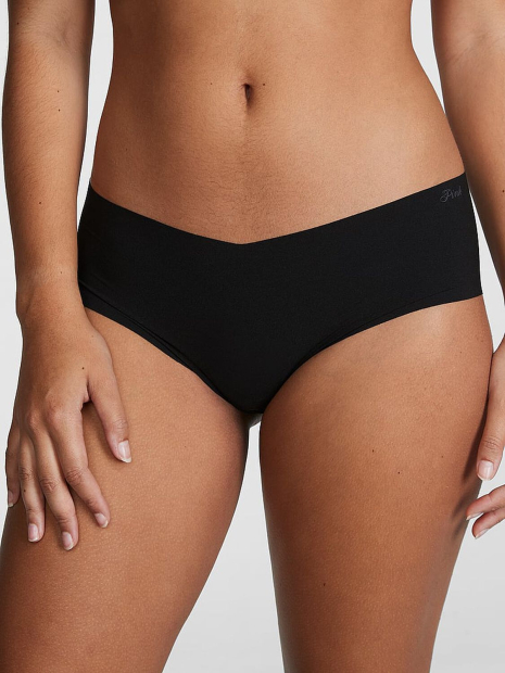 Бесшовные женские трусики хипхаггеры Victoria's Secret PINK 1159857753 (Черный S)