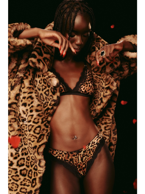 Трусики тонг Victoria's Secret с кружевом 1159858312 (Леопардовый XS)