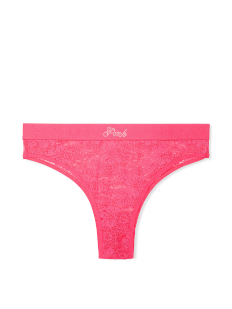 Женские кружевные трусики бразилиана Victoria's Secret Pink 1159858904 (Розовый S)