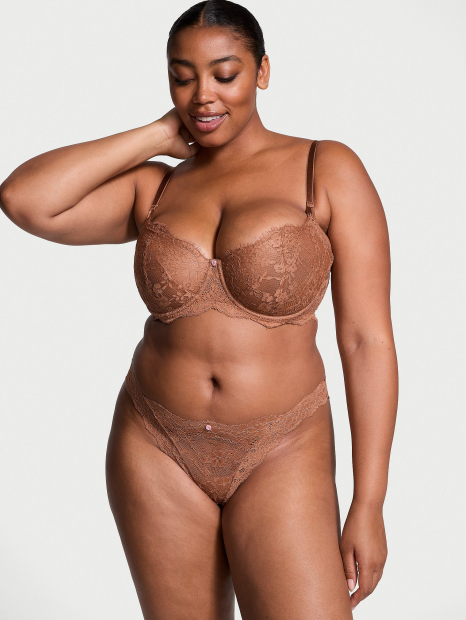 Мереживні трусики бразилії Victoria's Secret 1159859427 (Коричневий L)