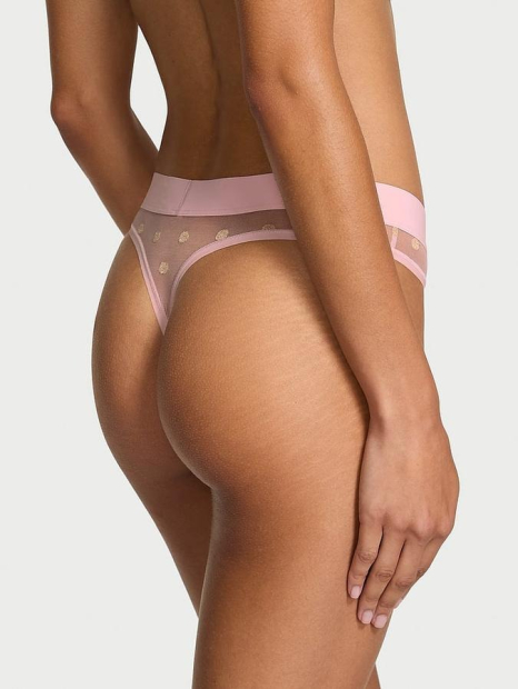Трусики тонг Victoria's Secret с логотипом 1159860079 (Розовый XS)