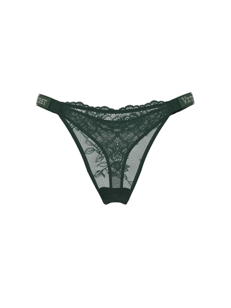 Кружевные трусики тонг Victoria's Secret со стразами 1159860669 (Зеленый L)
