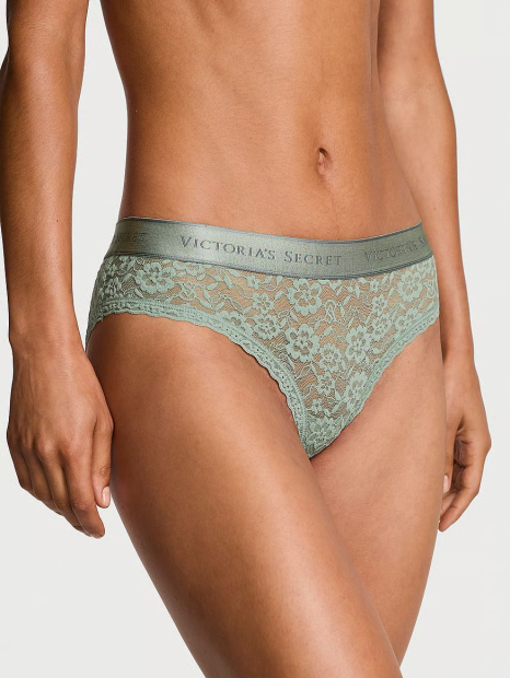 Жіночі мереживні трусики хіпхагери Victoria's Secret з логотипом 1159861012 (Зелений L)