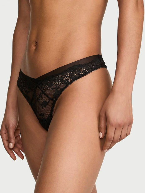 Мереживні трусики тонг Victoria's Secret 1159861088 (Чорний S)