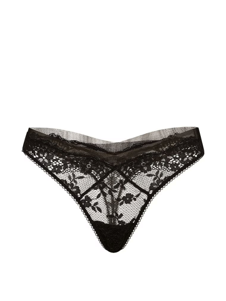 Мереживні трусики тонг Victoria's Secret 1159861088 (Чорний S)