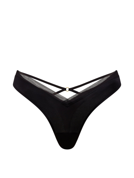 Женские гладкие трусики тонг Victoria's Secret с сеточкой 1159861105 (Черный S)