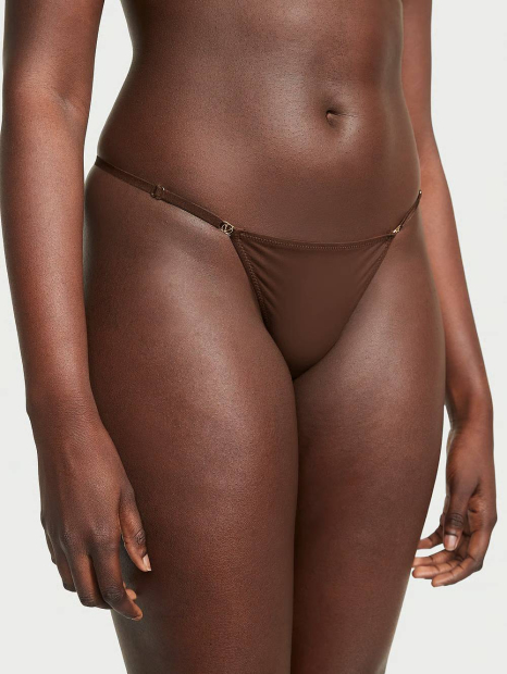 Гладкие трусики тонг Victoria's Secret с регулируемыми ремешками 1159861167 (Коричневый XS)