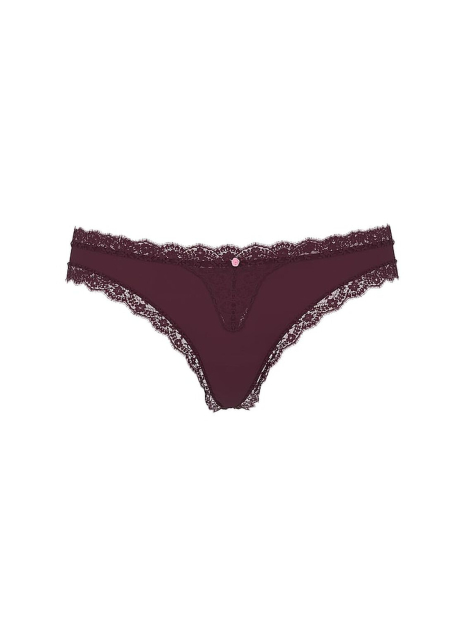 Женские гладкие трусики тонг Victoria's Secret с кружевом 1159861384 (Фиолетовый M)