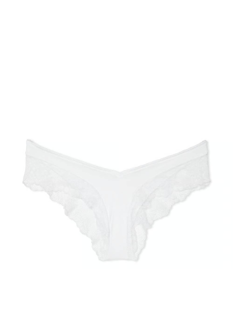 Гладкие трусики Victoria's Secret чики с кружевом 1159861599 (Белый M)