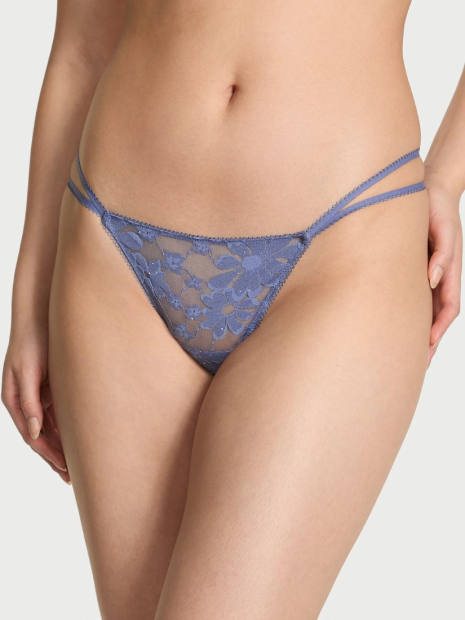 Женские трусики стринги Victoria's Secret Pink с пайетками 1159862060 (Синий L)