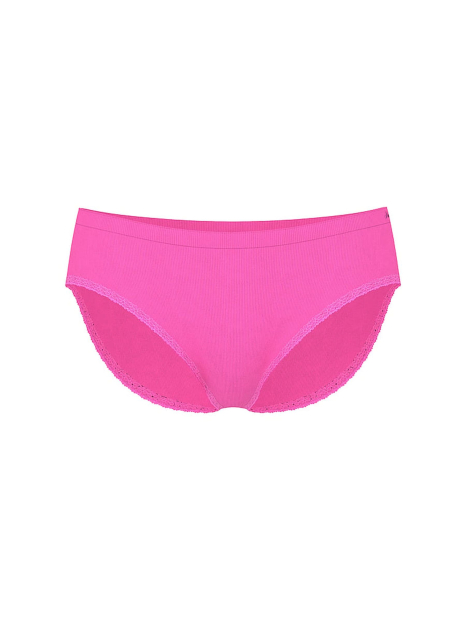 Женские трусики хипхаггеры в рубчик Victoria's Secret PINK с кружевом 1159862063 (Розовый XL)