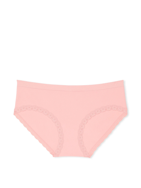 Жіночі трусики хіпхагери в рубчик Victoria's Secret PINK з мереживом 1159862065 (рожевий XL)