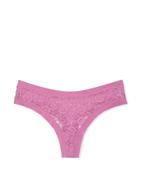 Мереживні безшовні трусики тонг Victoria's Secret 1159862106 (Рожевий S)