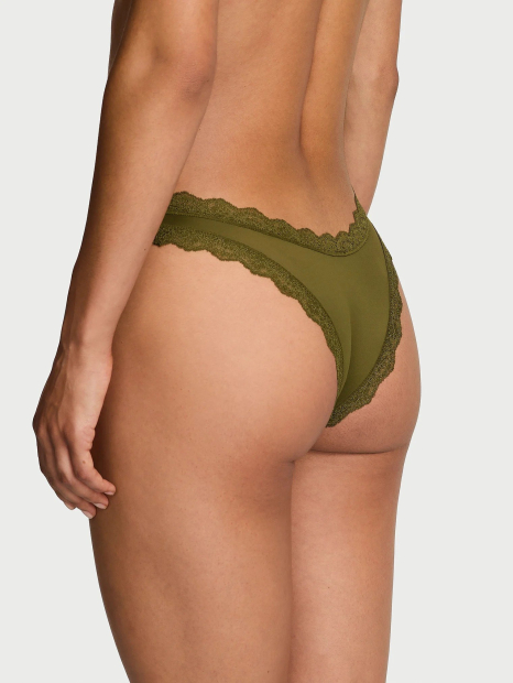 Женские гладкие трусики бразильяны Victoria's Secret с кружевом 1159862559 (Зеленый S)