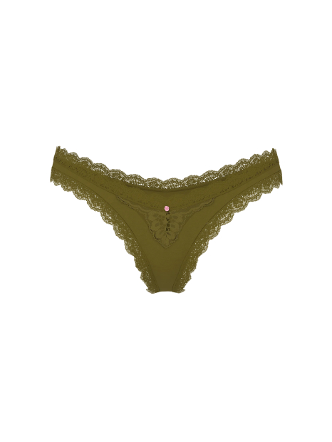 Женские гладкие трусики бразильяны Victoria's Secret с кружевом 1159862559 (Зеленый S)