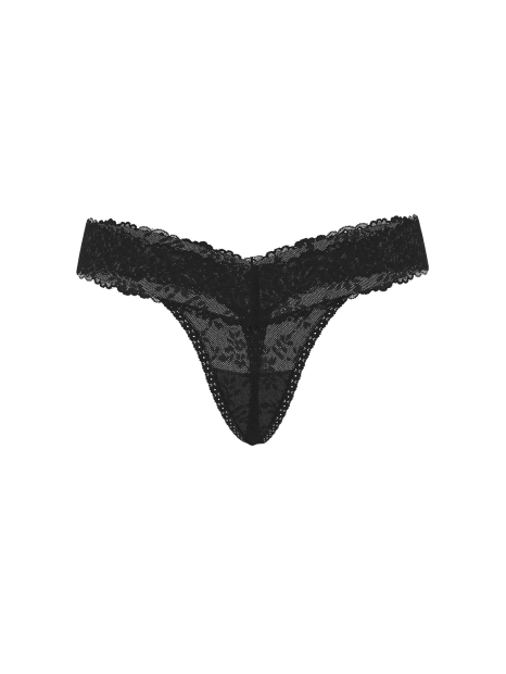 Жіночі мереживні трусики Victoria's Secret Pink тонг 1159862716 (Чорний XS)
