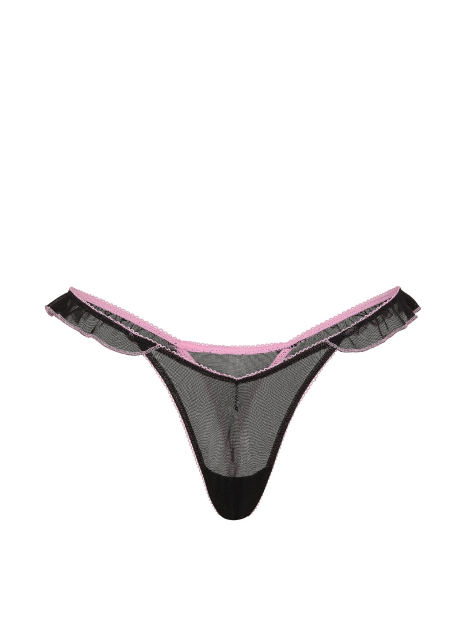 Женские сетчатые трусики тонг Victoria's Secret Pink 1159862937 (Черный XS)