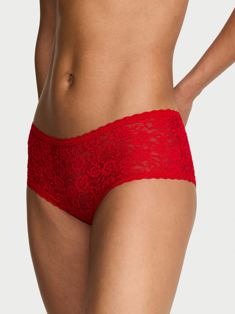 Трусики шортики Victoria's Secret мереживні 1159862792 (Червоний M)