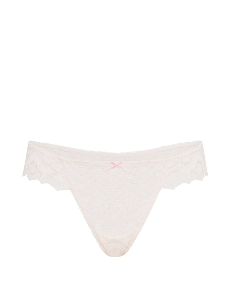 Кружевные трусики тонг Victoria's Secret Pink 1159862799 (Молочный M)