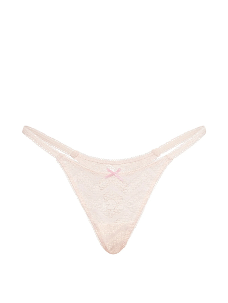 Кружевные трусики тонг Victoria's Secret Pink 1159862800 (Молочный M)