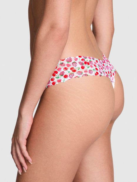 Кружевные трусики тонг Victoria's Secret Pink с принтом 1159862865 (Белый L)