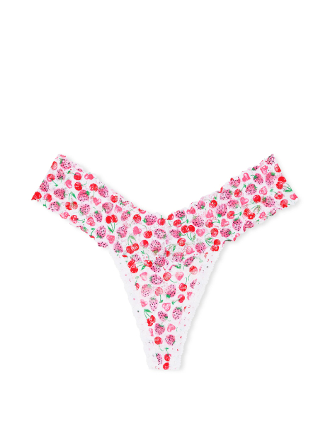 Кружевные трусики тонг Victoria's Secret Pink с принтом 1159862865 (Белый L)