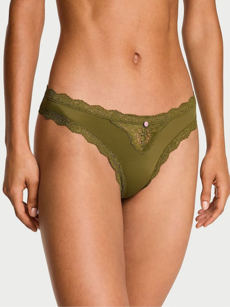 Трусики тонг Victoria's Secret с кружевом 1159862940 (Зеленый S)