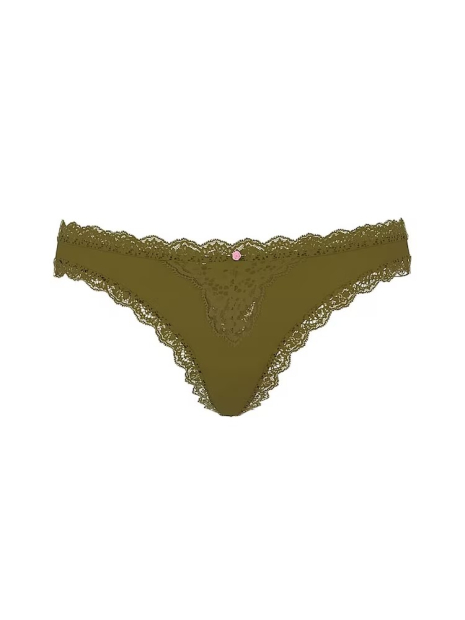 Трусики тонг Victoria's Secret с кружевом 1159862940 (Зеленый S)
