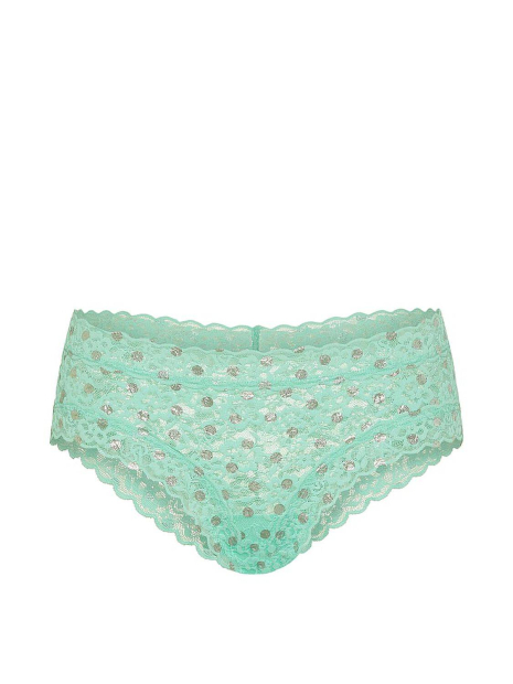 Кружевные трусики чики Victoria's Secret в горошек 1159863161 (Зеленый L)