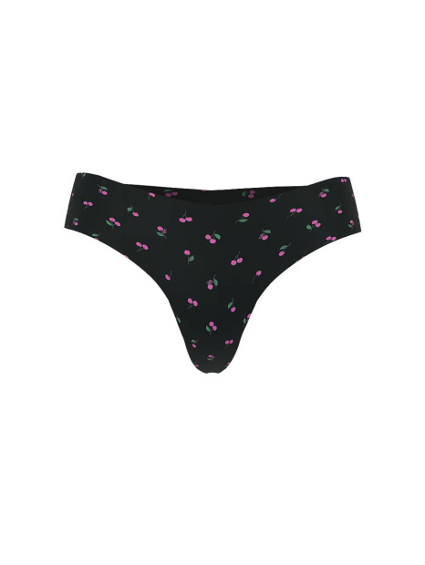 Бесшовные трусики тонг Victoria's Secret Pink с принтом 1159863226 (Черный S)