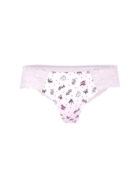 Трусики тонг Victoria's Secret PINK с принтом и кружевом 1159863234 (Розовый S)