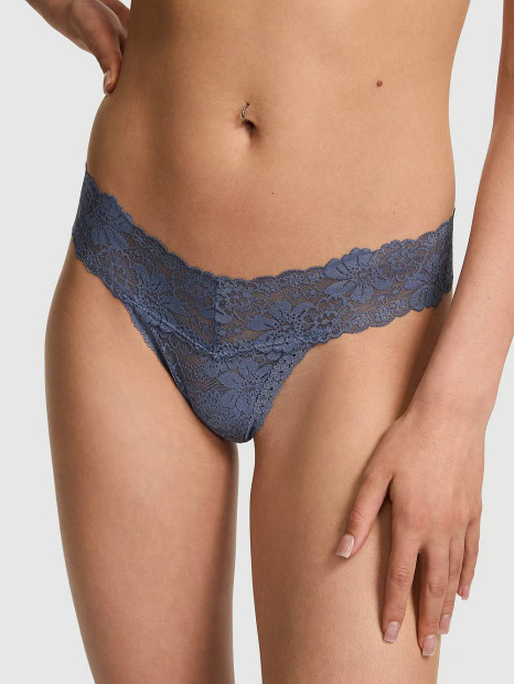 Кружевные трусики тонг Victoria's Secret Pink 1159863240 (Синий XXL)