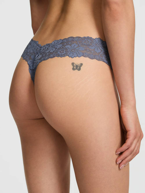 Кружевные трусики тонг Victoria's Secret Pink 1159863240 (Синий XXL)
