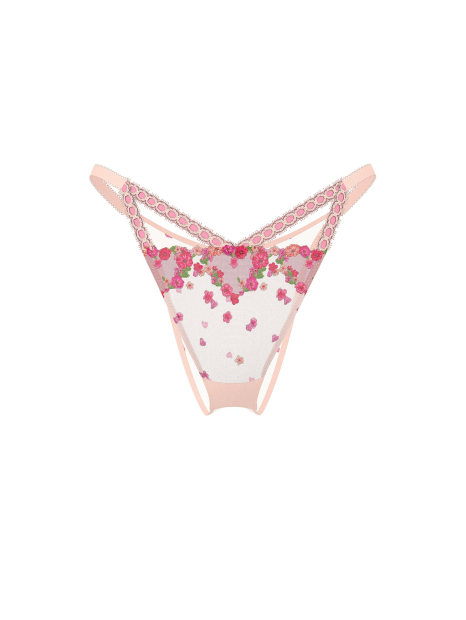 Женские трусики бразилиана Victoria's Secret с вышивкой 1159863373 (Розовый XS)