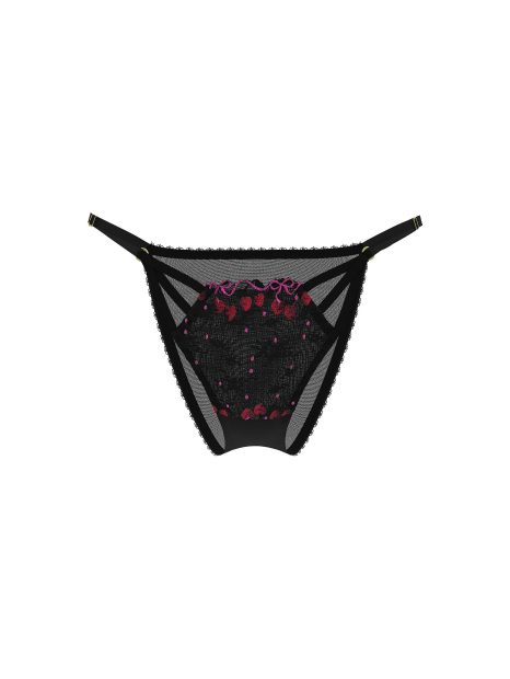 Женские трусики бразильяны Victoria's Secret с вышивкой 1159863376 (Черный XL)