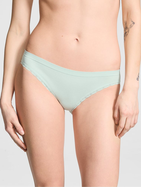 Женские трусики бикини Victoria's Secret PINK в рубчик 1159863593 (Зеленый XL)