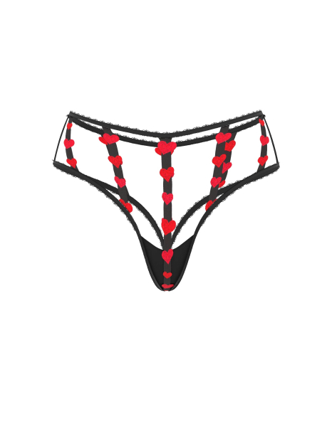 Открытые трусики чики Victoria's Secret с аппликацией 1159863790 (Черный/Красный M)