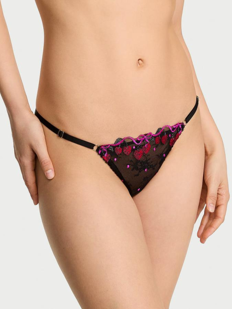 Мереживні трусики стрінги Victoria's Secret 1159863805 (Чорний M)