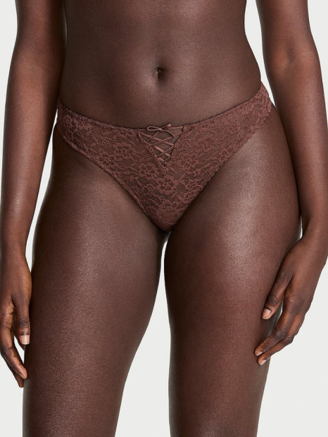 Кружевные трусики тонг Victoria's Secret 1159863828 (Коричневый XL)