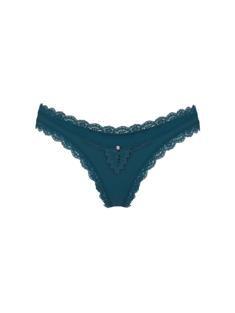 Женские гладкие трусики бразильяны Victoria's Secret с кружевом 1159863994 (Синий XS)