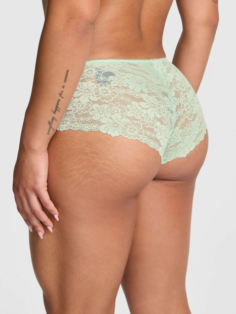 Трусики хипхаггеры Victoria's Secret PINK с кружевом 1159864302 (Зеленый S)